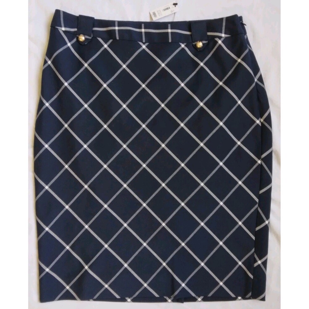 The Limited Plaid Skirt Navy Blue Academia Career Workwear Women's Size 12